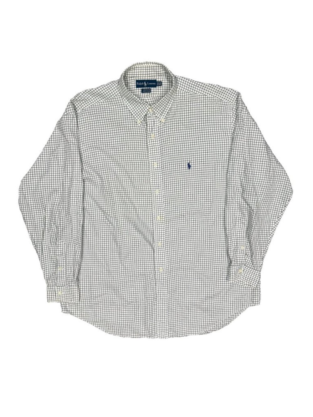 Vintage Ralph Lauren Yarmouth Button Down Shirt Cotton Check White XL